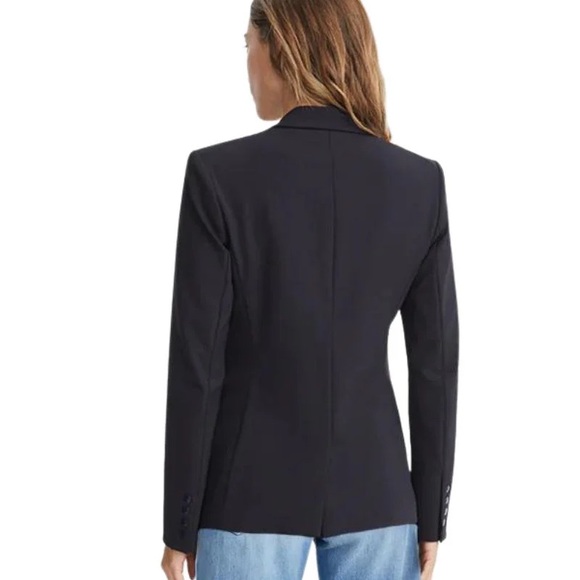 Veronica Beard Scuba Dickey Blazer Jacket Zipper Pockets Navy Blue size 0 - Picture 4 of 15